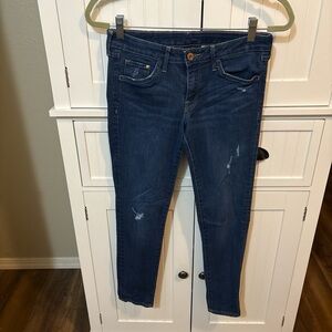 &Denim Dark Wash Distressed Skinny Jeans Size 27 / 28 Y2K Model Off Duty